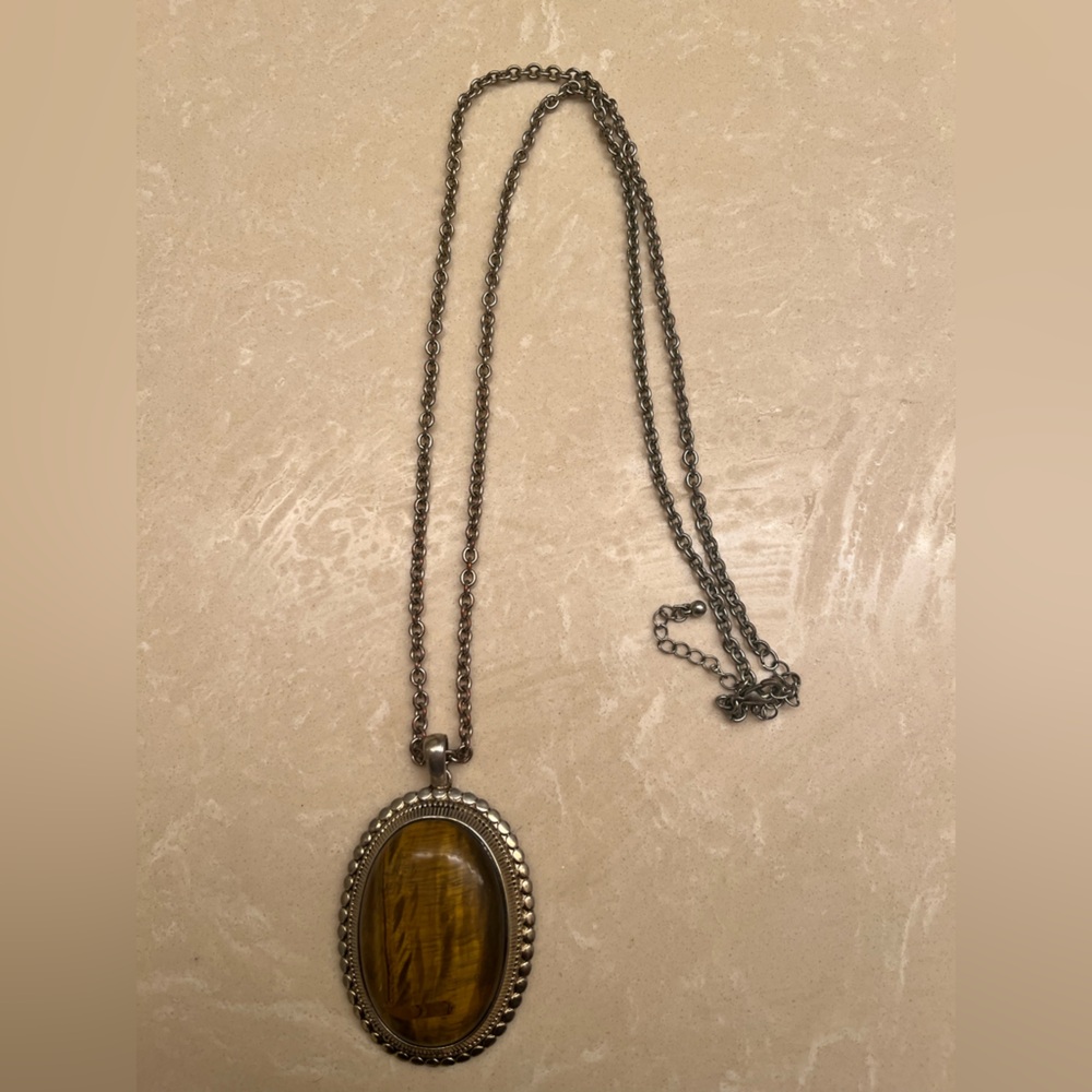 925 Sterling Silver Pendant Necklace Tiger's Eye Handmade Fine Jewelry PS-1131 - Picture 3 of 4